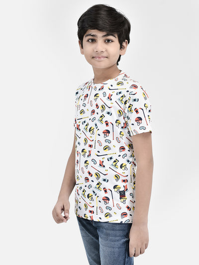 Graphic White T-shirt-Boys T-Shirts-Crimsoune Club