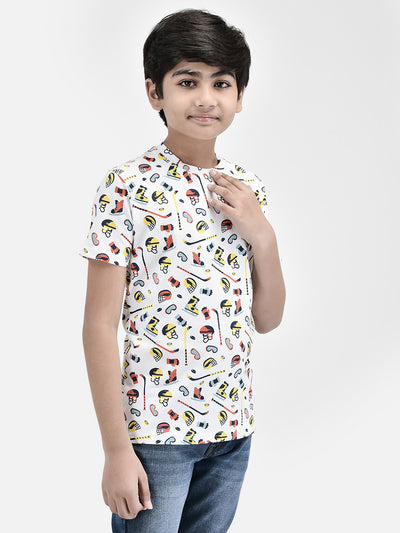 Graphic White T-shirt-Boys T-Shirts-Crimsoune Club