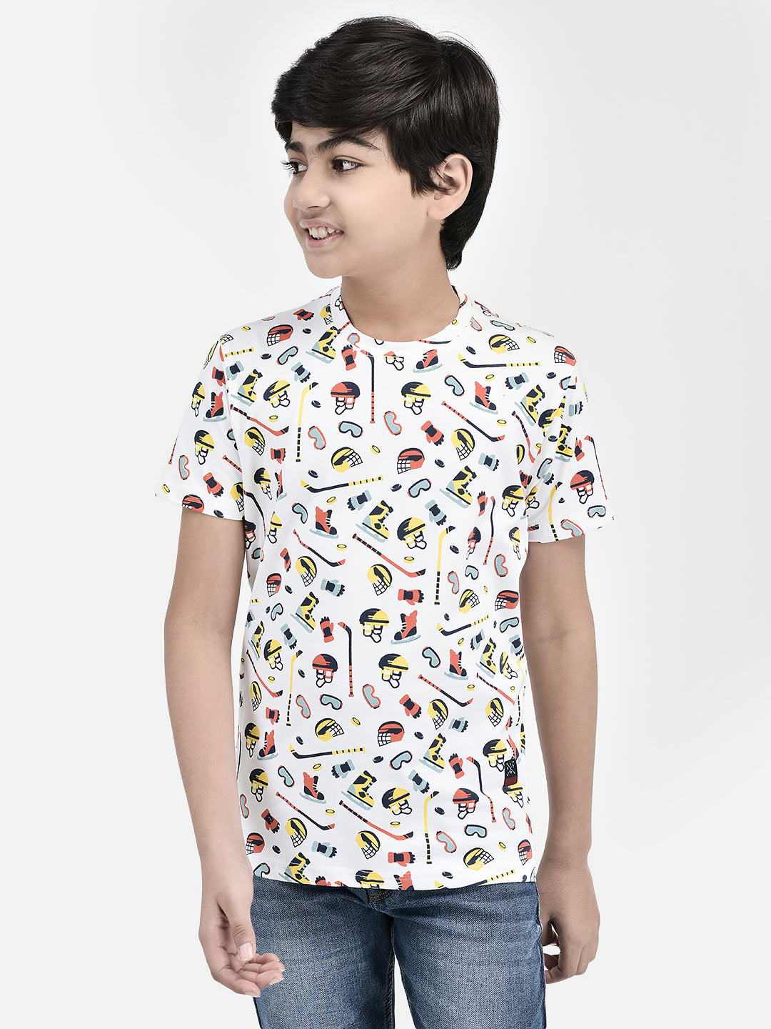 Graphic White T-shirt-Boys T-Shirts-Crimsoune Club