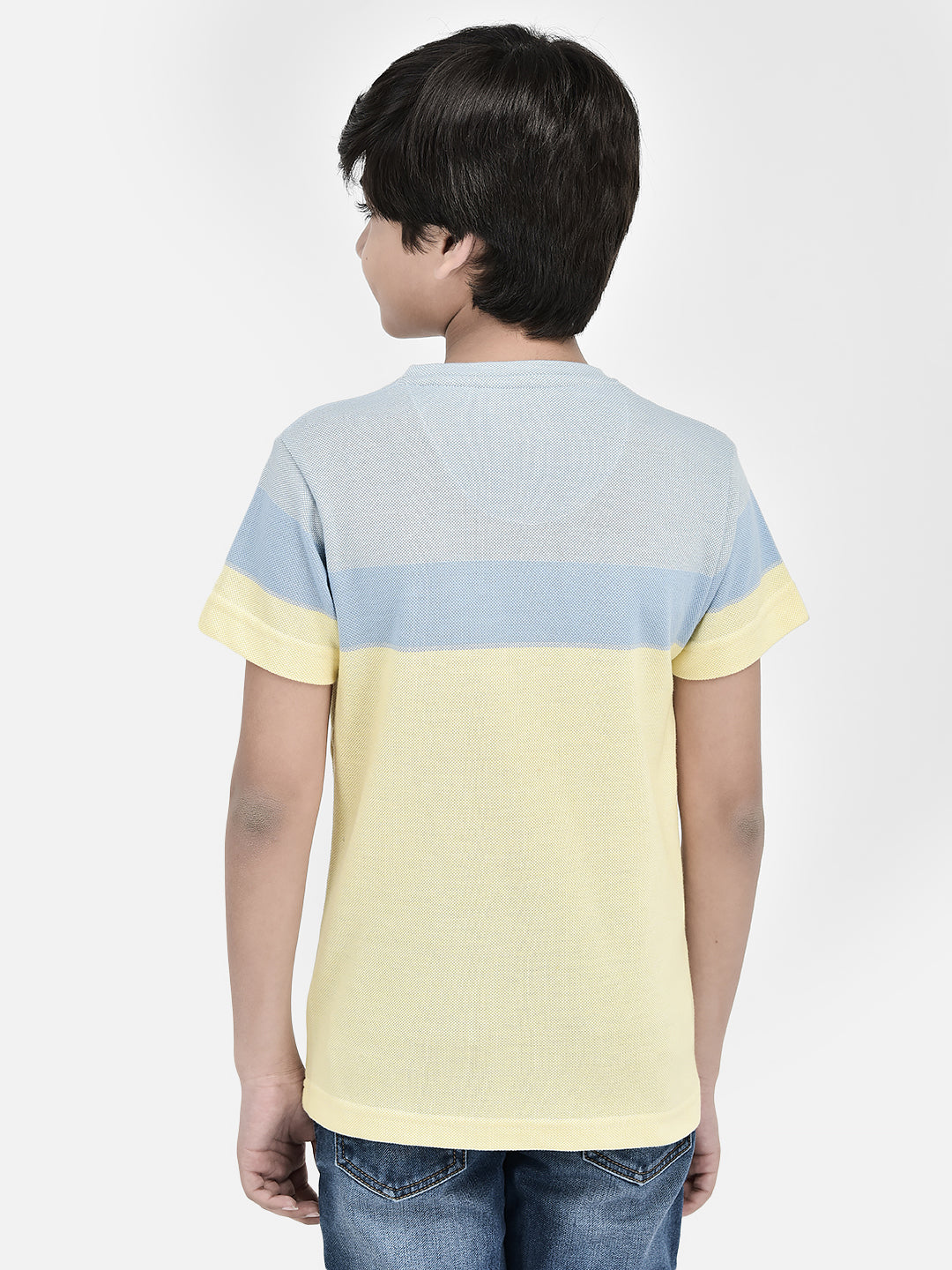 Striped Yellow T-shirt-Boys T-Shirts-Crimsoune Club