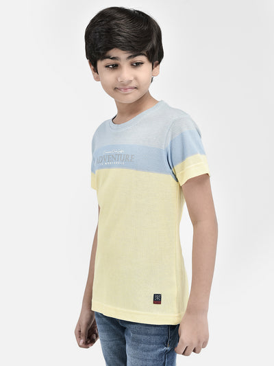 Striped Yellow T-shirt-Boys T-Shirts-Crimsoune Club