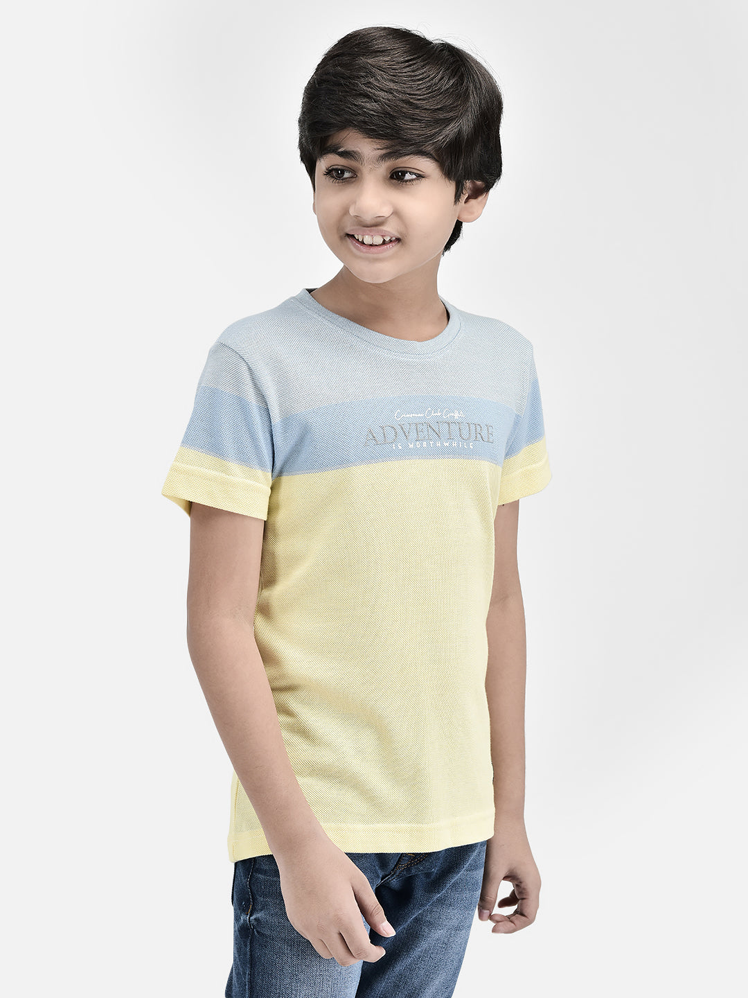 Striped Yellow T-shirt-Boys T-Shirts-Crimsoune Club