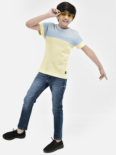 Striped Yellow T-shirt-Boys T-Shirts-Crimsoune Club