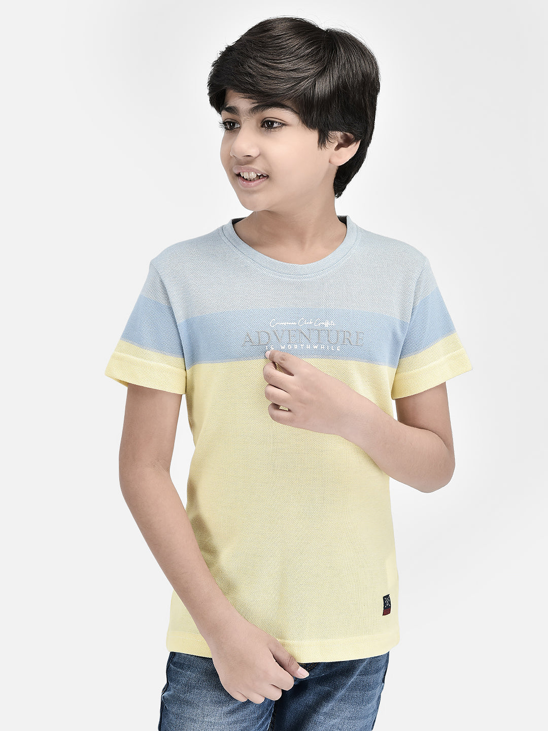 Striped Yellow T-shirt-Boys T-Shirts-Crimsoune Club