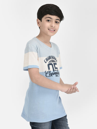 Blue Typographic Print T-shirt-Boys T-shirts-Crimsoune Club