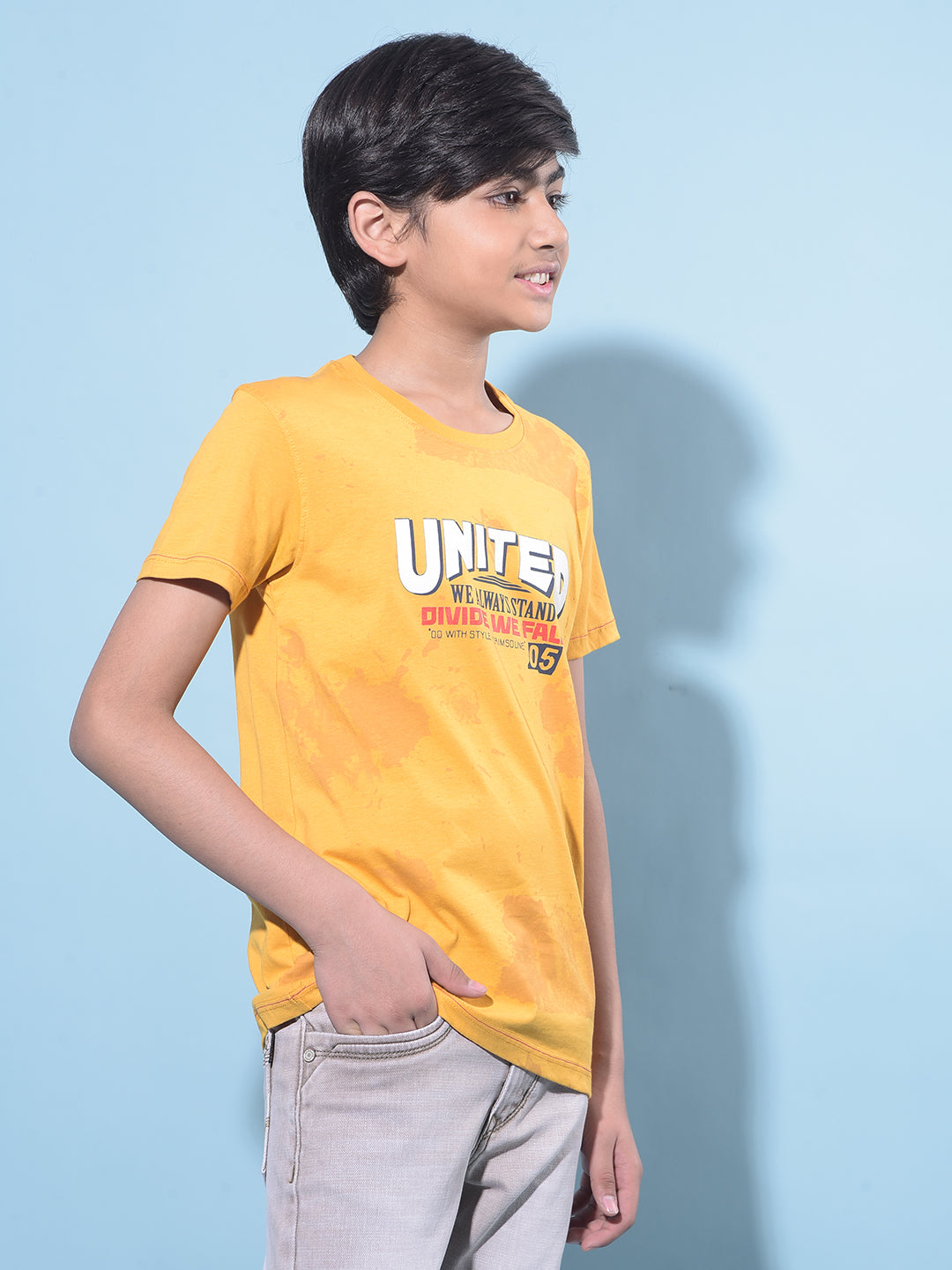 Mustard Graphic Print 100% Cotton T-Shirt-Boys T-Shirts-Crimsoune Club