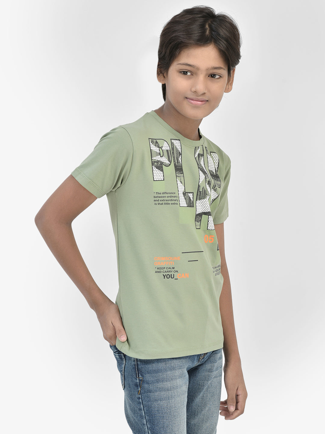 Graphic Green T-shirt-Boys T-Shirts-Crimsoune Club