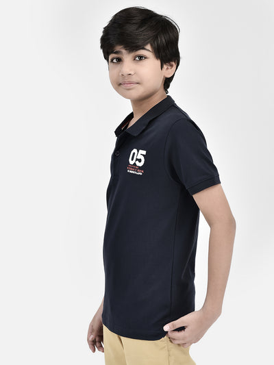 Navy Blue T-shirt-Boys T-Shirts-Crimsoune Club