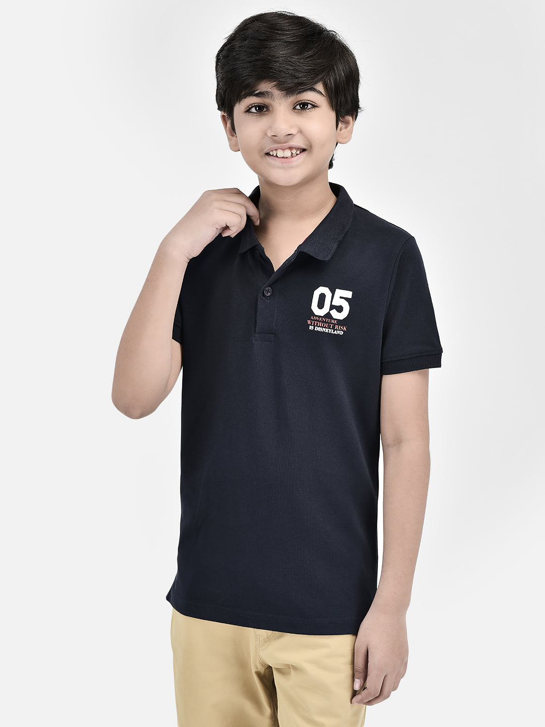 Navy Blue T-shirt-Boys T-Shirts-Crimsoune Club