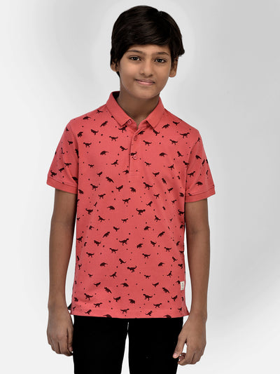 Printed Peach T-shirt-Boys T-Shirts-Crimsoune Club