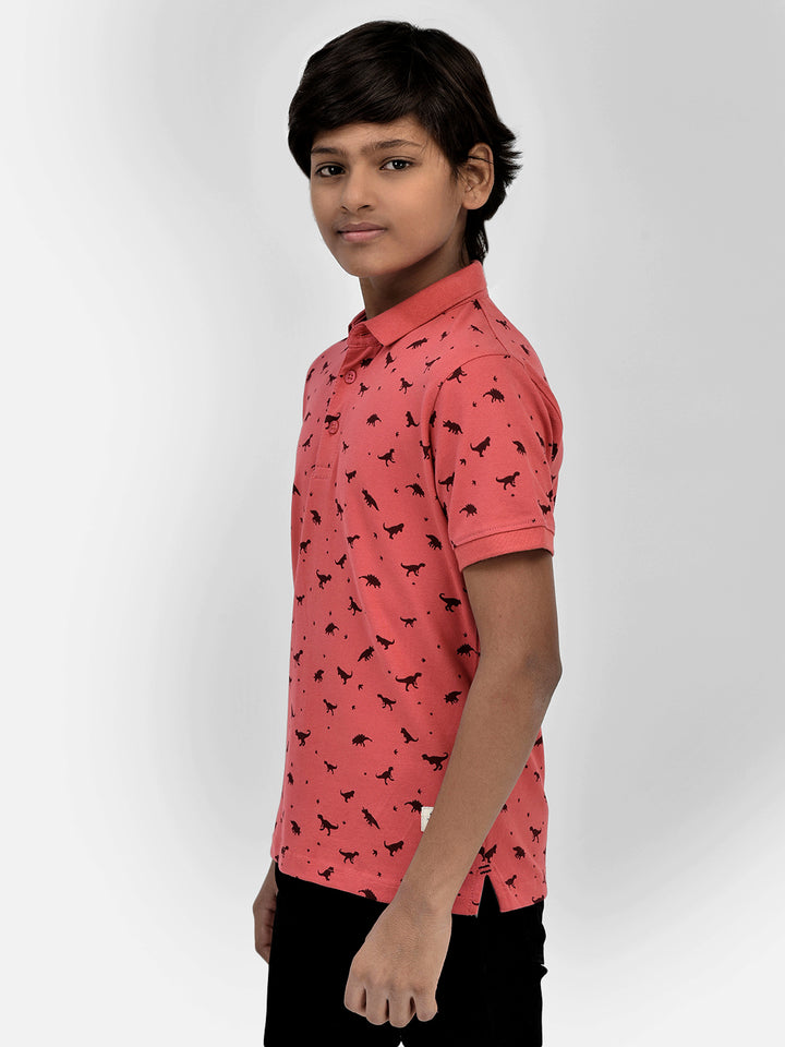 Printed Peach T-shirt-Boys T-Shirts-Crimsoune Club