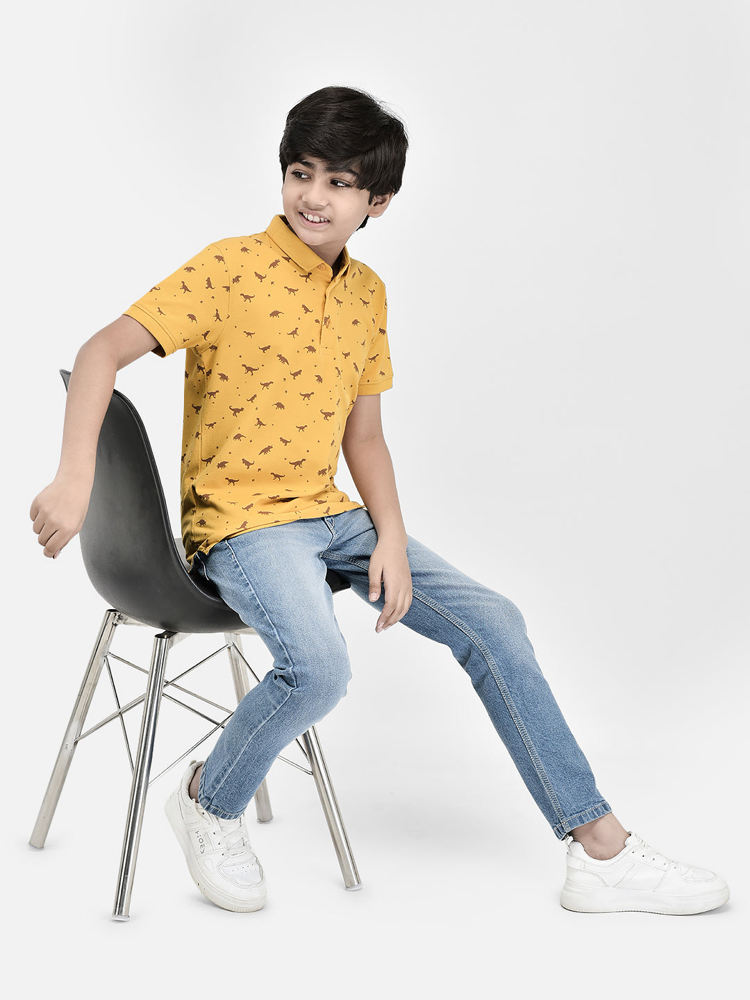 Printed Mustard T-shirt-Boys T-Shirts-Crimsoune Club