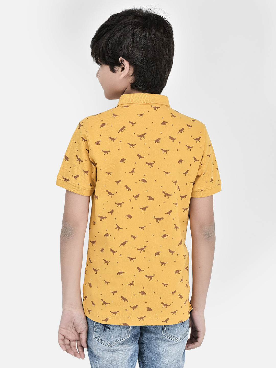 Printed Mustard T-shirt-Boys T-Shirts-Crimsoune Club
