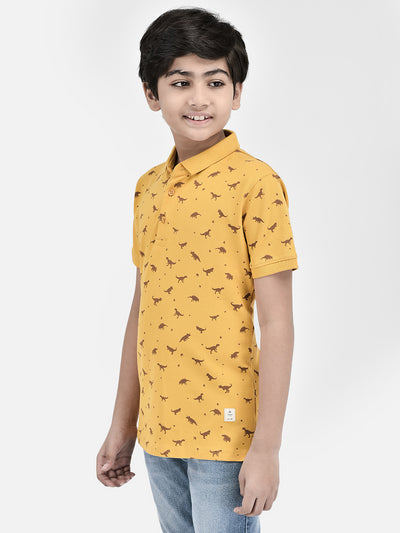 Printed Mustard T-shirt-Boys T-Shirts-Crimsoune Club
