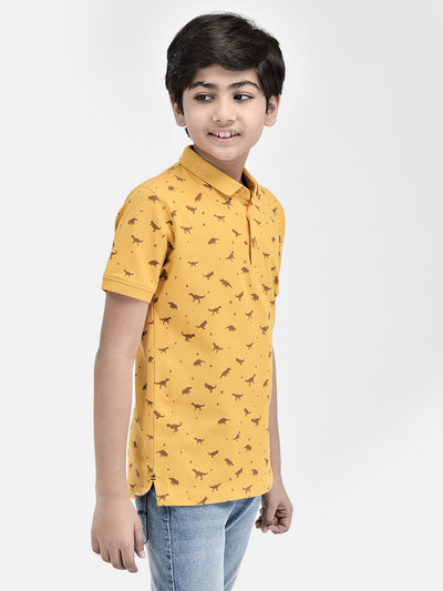 Printed Mustard T-shirt-Boys T-Shirts-Crimsoune Club