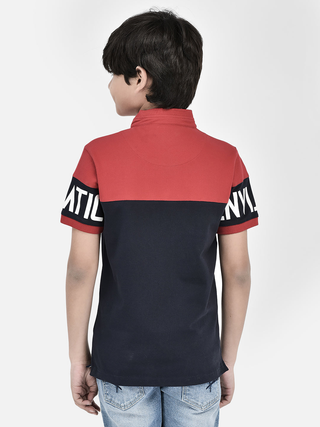 Colour Blocked Red T-shirt-Boys T-Shirts-Crimsoune Club