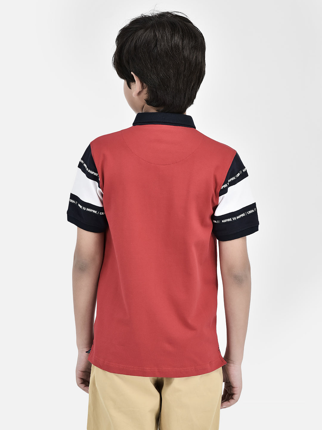 Colour Blocked Red T-shirt-Boys T-Shirts-Crimsoune Club