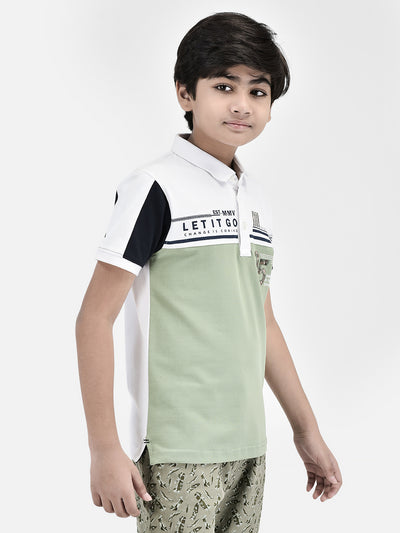 Olive Colourblocked T-shirt-Boys T-shirts-Crimsoune Club