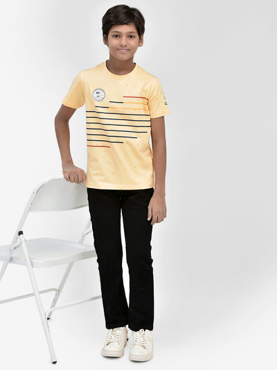 Printed Yellow T-shirt-Boys T-Shirts-Crimsoune Club