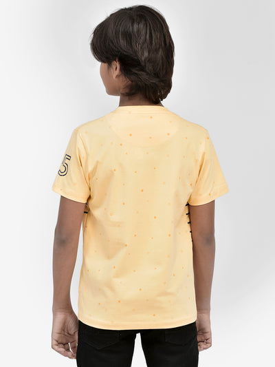 Printed Yellow T-shirt-Boys T-Shirts-Crimsoune Club