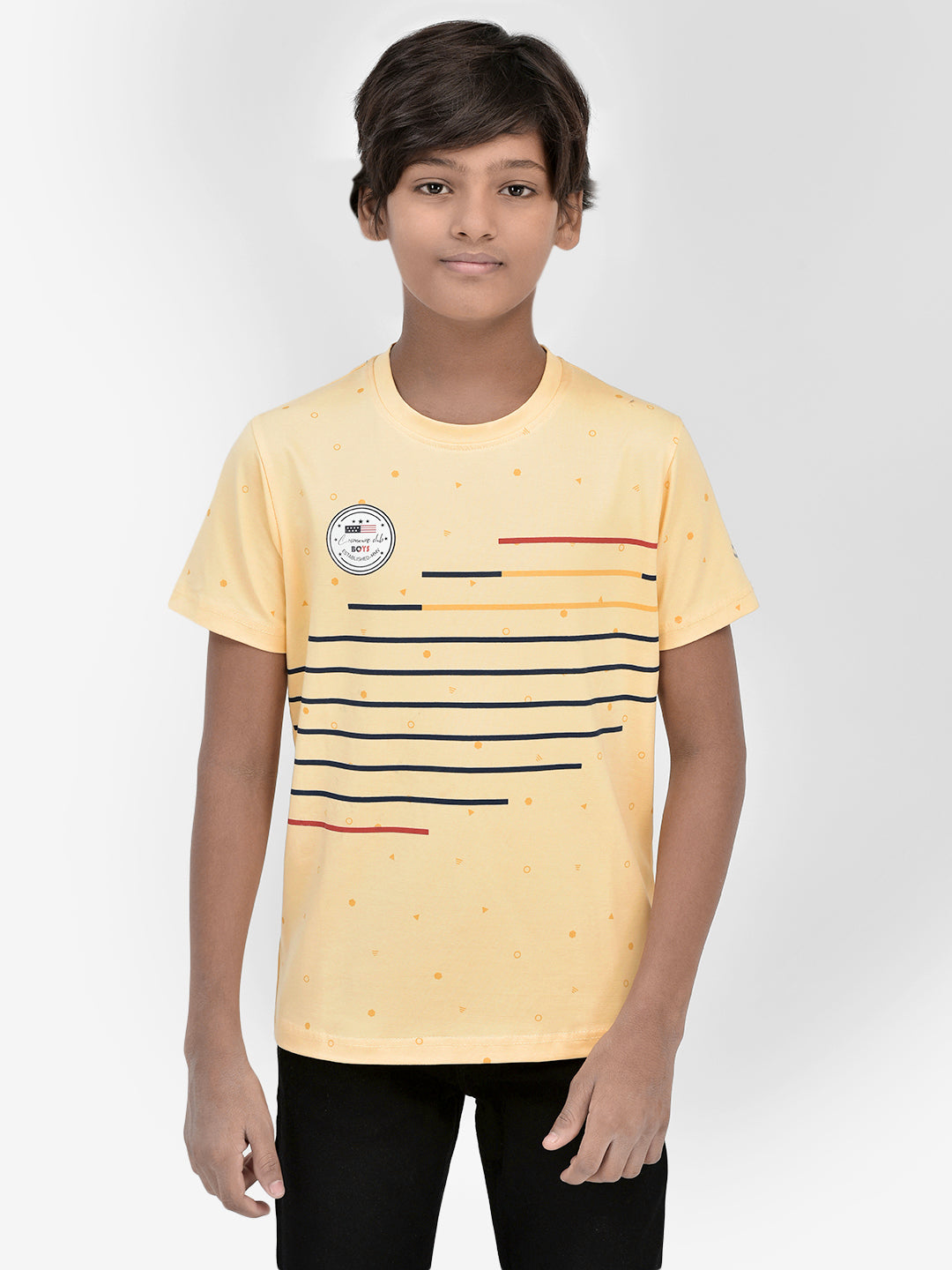 Printed Yellow T-shirt-Boys T-Shirts-Crimsoune Club