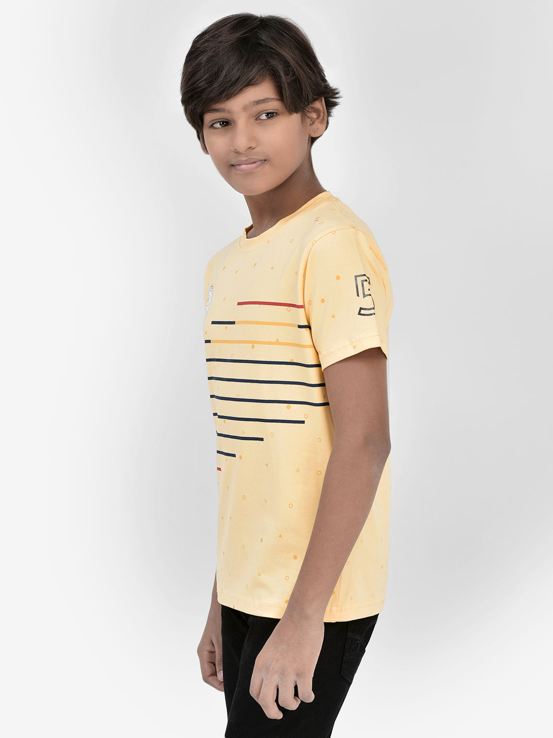 Printed Yellow T-shirt-Boys T-Shirts-Crimsoune Club