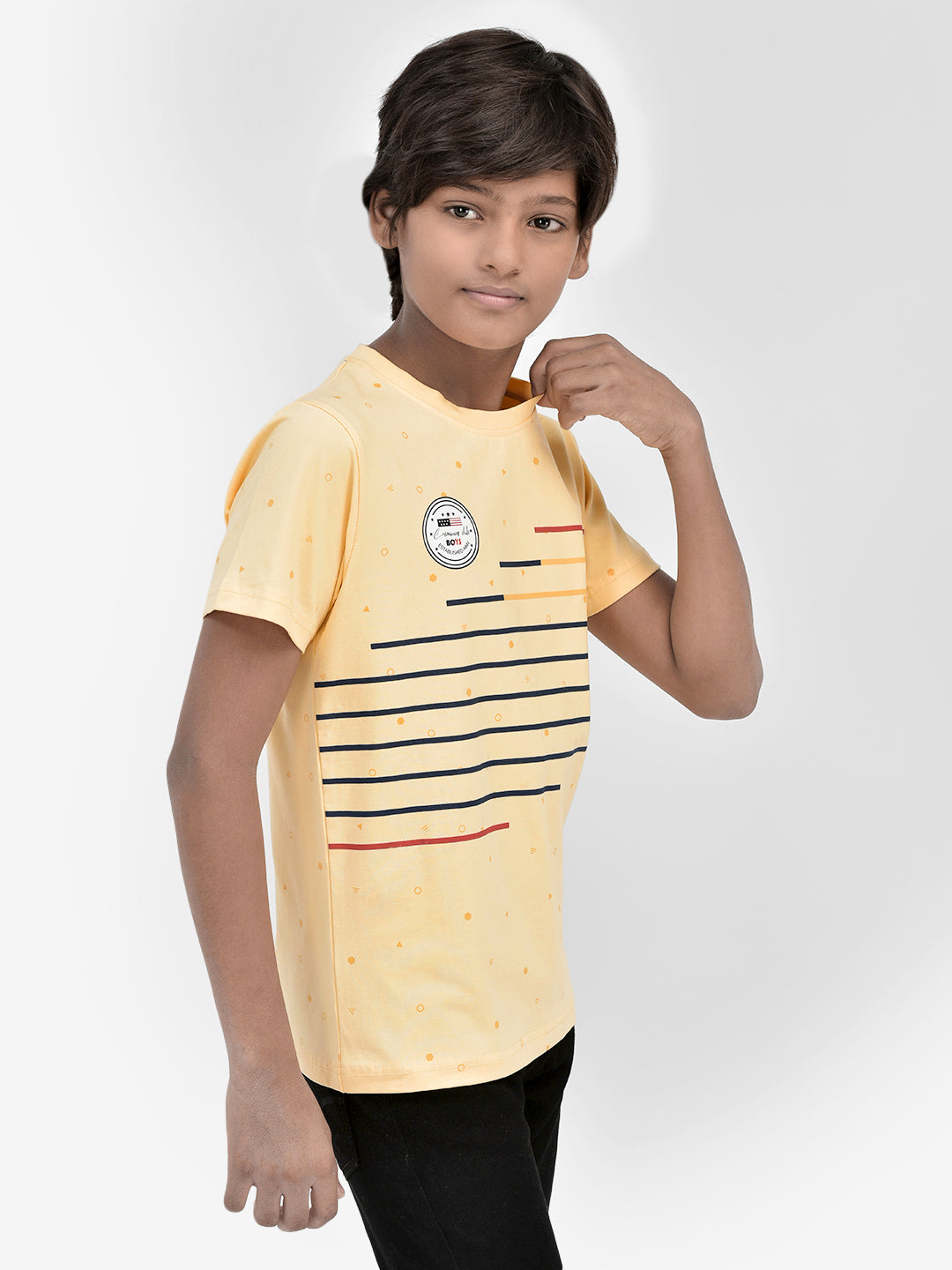 Printed Yellow T-shirt-Boys T-Shirts-Crimsoune Club