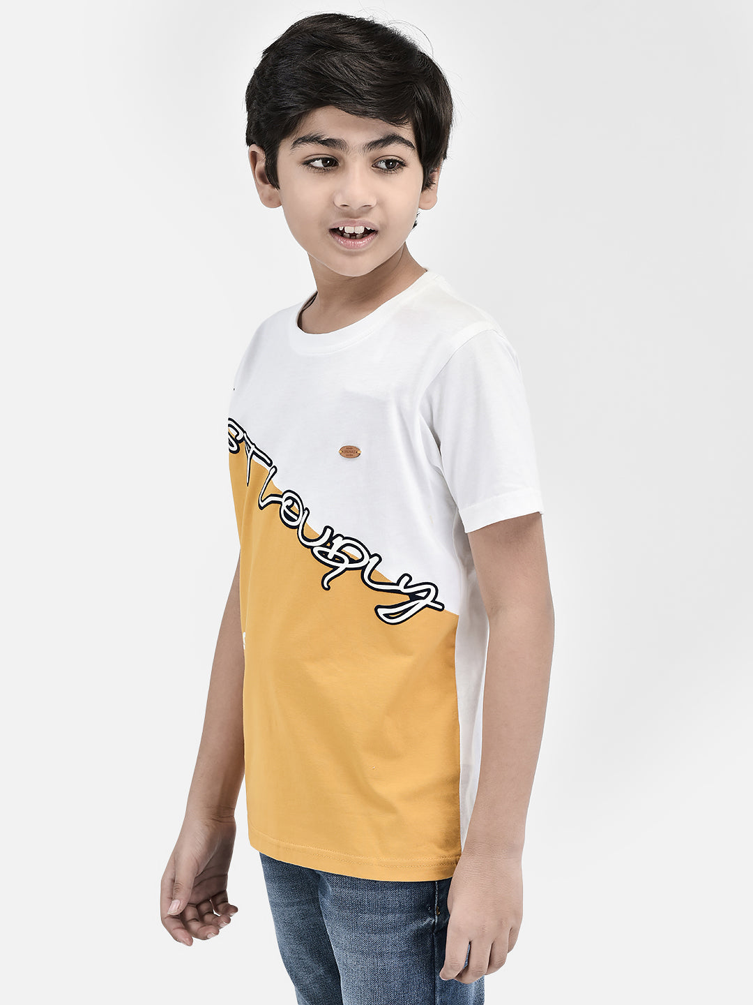 Colour Blocked Yellow T-shirt-Boys T-Shirts-Crimsoune Club