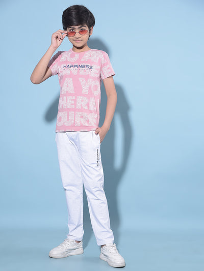 Pink Typographic Printed 100% Cotton T-Shirt-Boys T-Shirts-Crimsoune Club