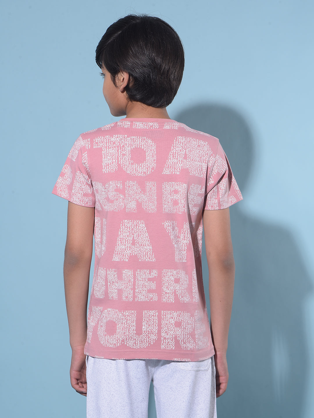 Pink Typographic Printed 100% Cotton T-Shirt-Boys T-Shirts-Crimsoune Club