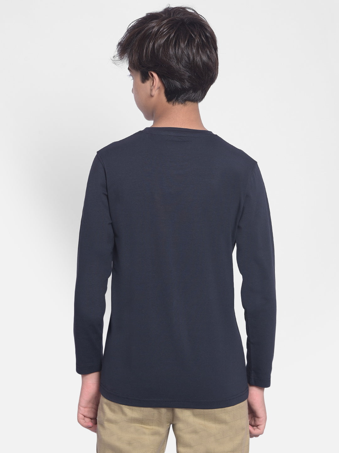 Navy Blue Printed T-shirt With Round Neck Collar-Boys T-shirt-Crimsoune Club