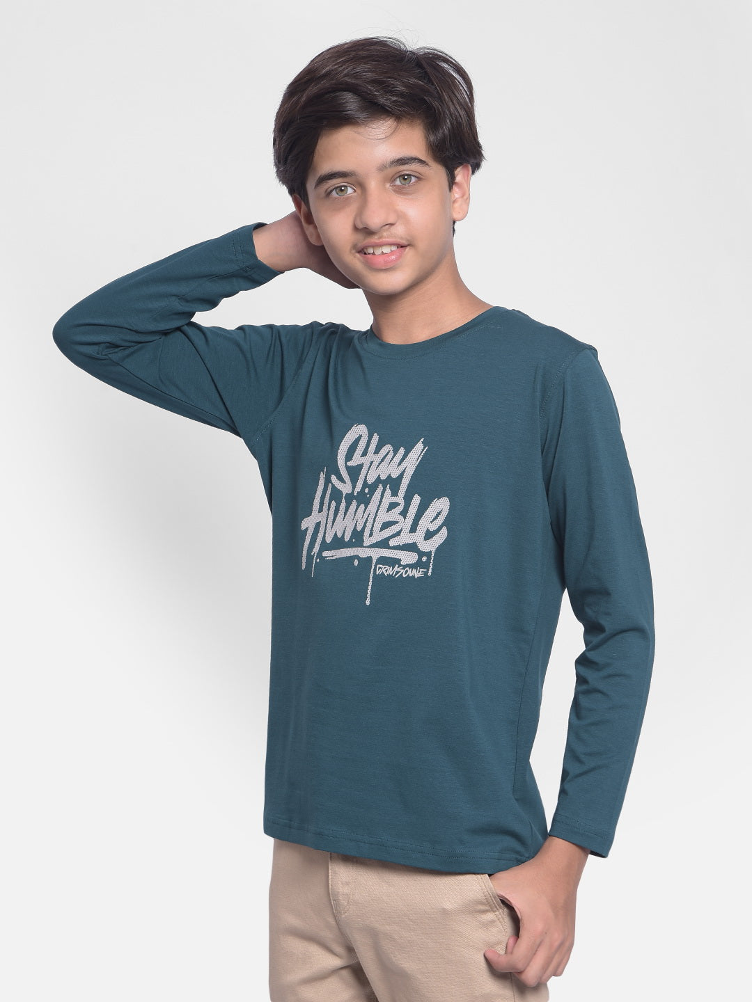 Green Printed T-Shirt-Boy T-shirts-Crimsoune Club