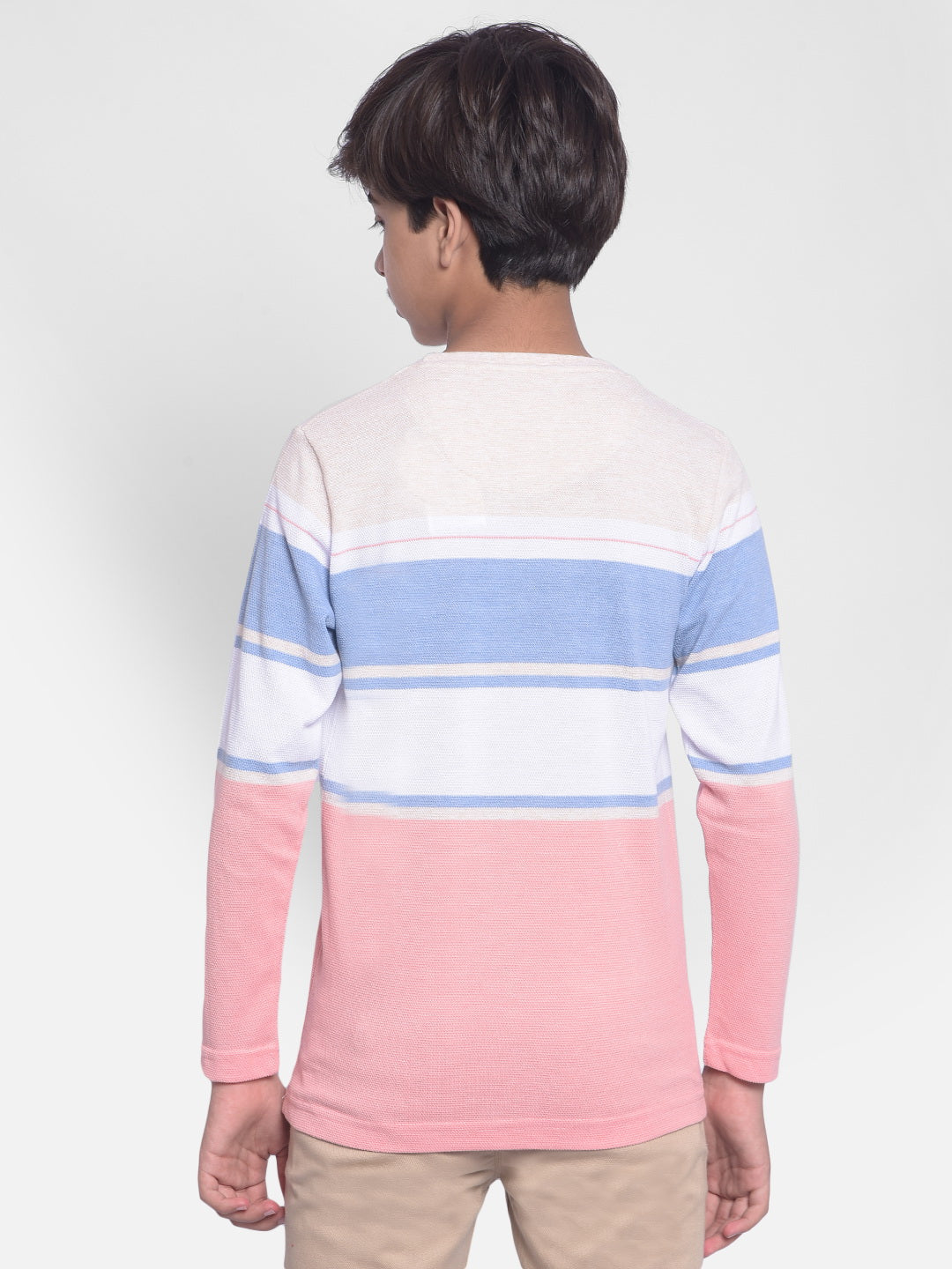 Pink Colorblocked T-shirt With Round Neck Collar-Boys T-shirt-Crimsoune Club