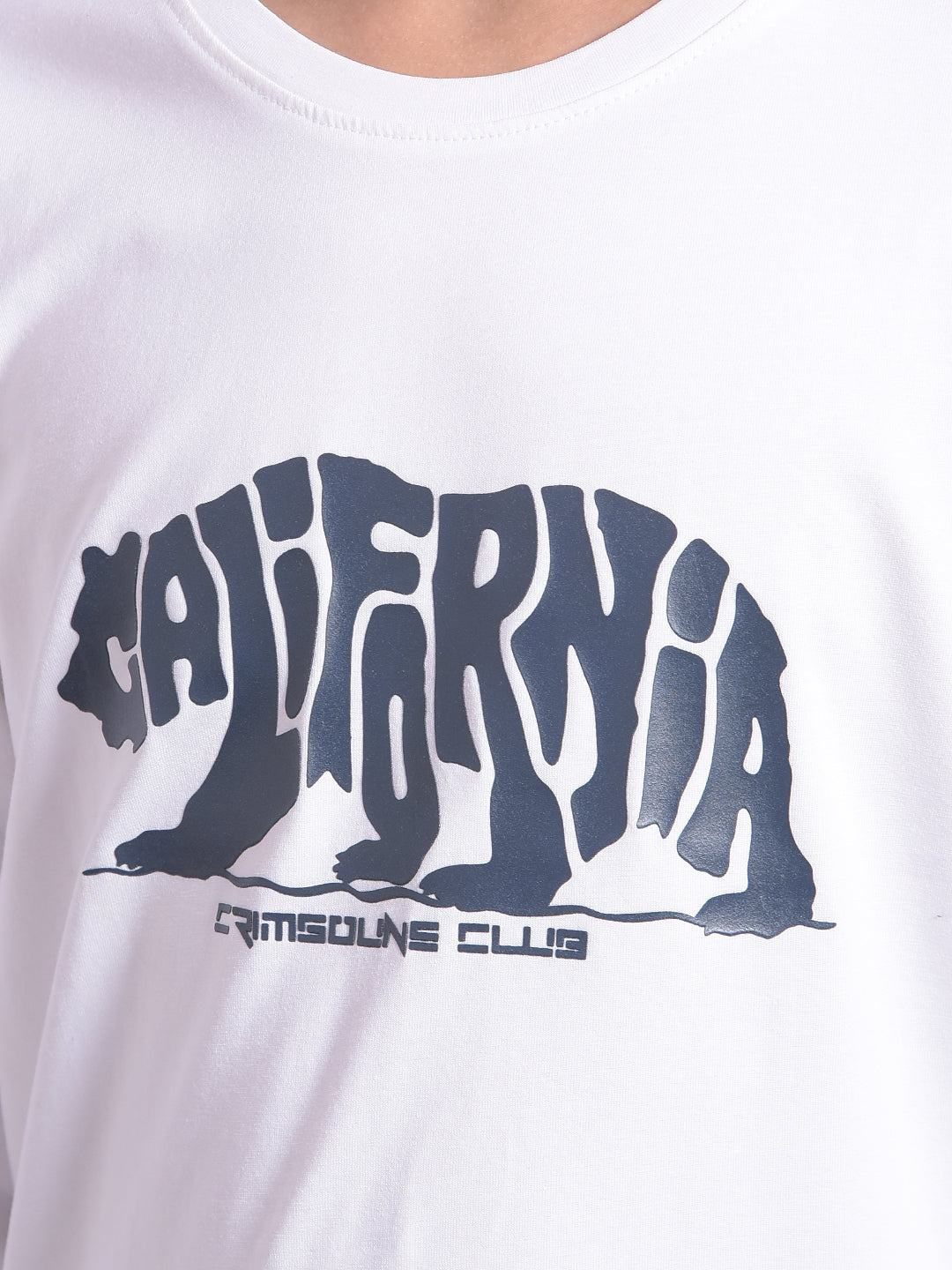 White Printed T-shirt With Round Neck Collar-Boys T-shirt-Crimsoune Club