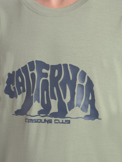 Olive Printed T-shirt With Round Neck Collar-Boys T-shirt-Crimsoune Club