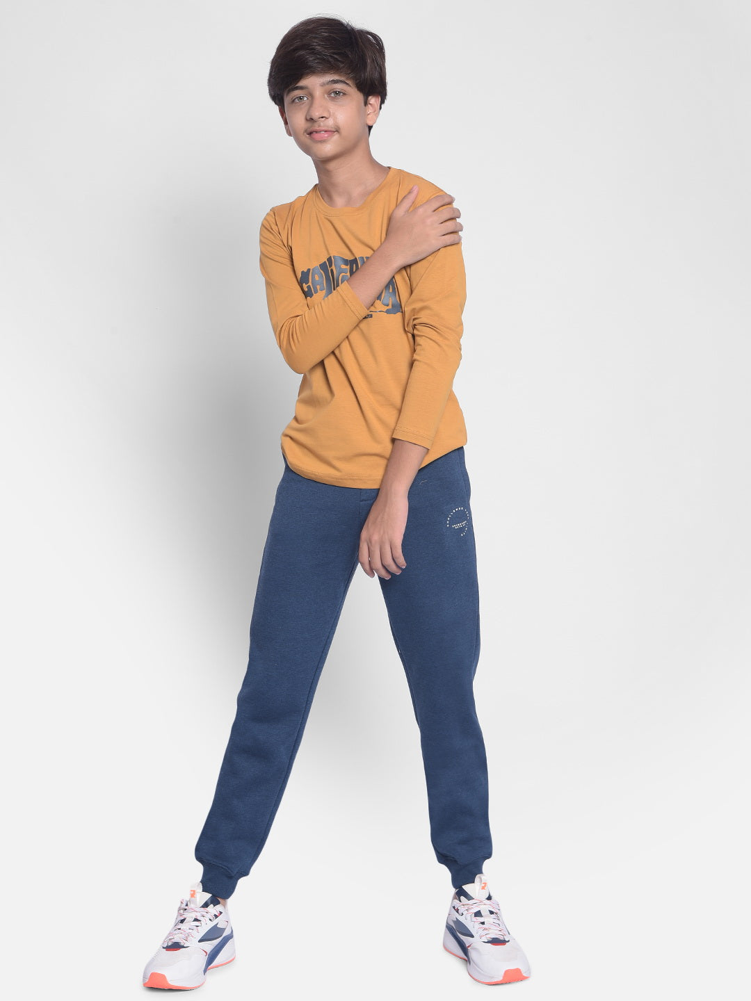 Mustard Printed T-shirt With Round Neck Collar-Boys T-shirt-Crimsoune Club