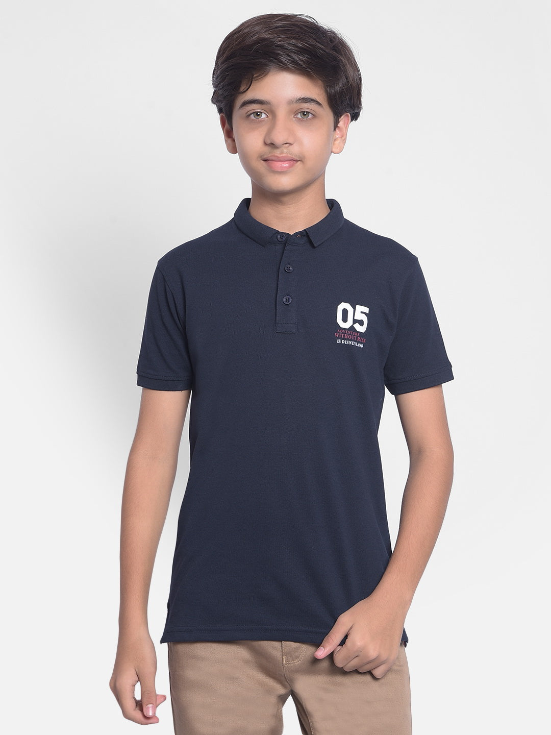 Navy Blue Polo T-shirt-Boys T-shirt-Crimsoune Club