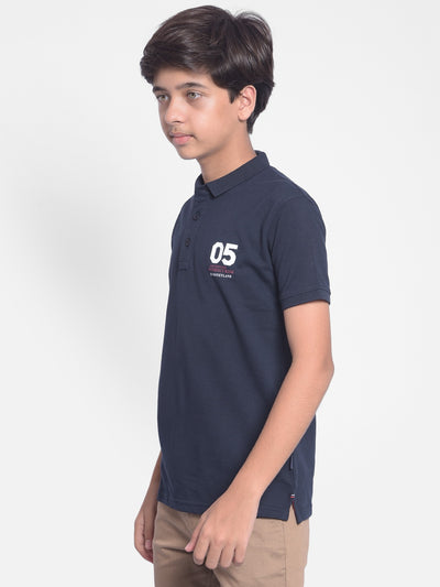 Navy Blue Polo T-shirt-Boys T-shirt-Crimsoune Club