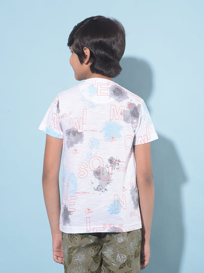 White Typographic Printed T-Shirt-Boys T-Shirts-Crimsoune Club