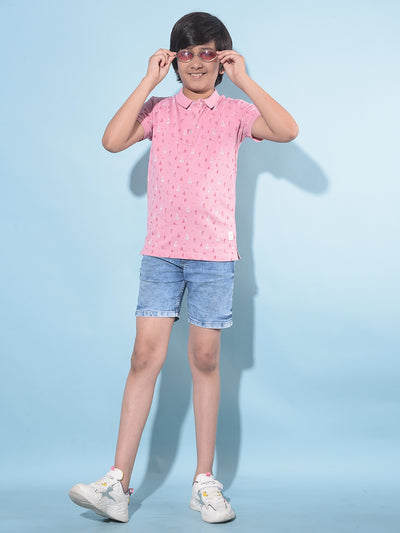 Pink Printed T-Shirt-Boys T-Shirts-Crimsoune Club