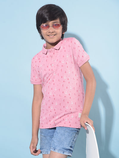 Pink Printed T-Shirt-Boys T-Shirts-Crimsoune Club