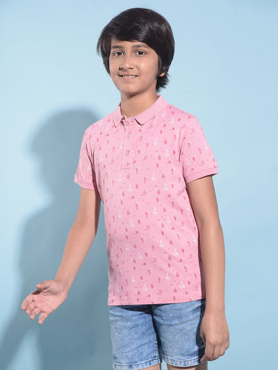 Pink Printed T-Shirt-Boys T-Shirts-Crimsoune Club