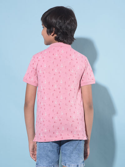 Pink Printed T-Shirt-Boys T-Shirts-Crimsoune Club