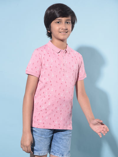 Pink Printed T-Shirt-Boys T-Shirts-Crimsoune Club