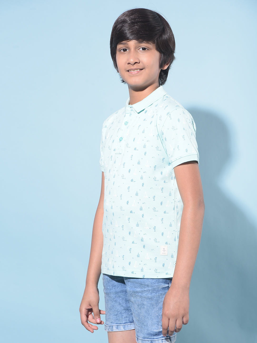 Blue Printed T-Shirt-Boys T-Shirts-Crimsoune Club