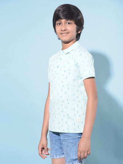 Blue Printed T-Shirt-Boys T-Shirts-Crimsoune Club