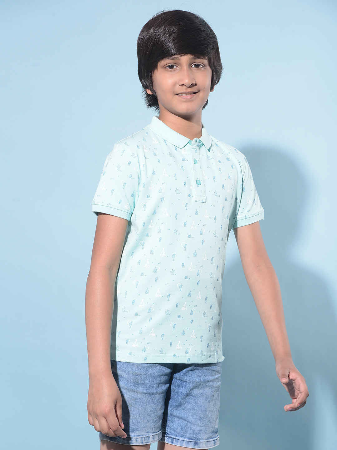 Blue Printed T-Shirt-Boys T-Shirts-Crimsoune Club