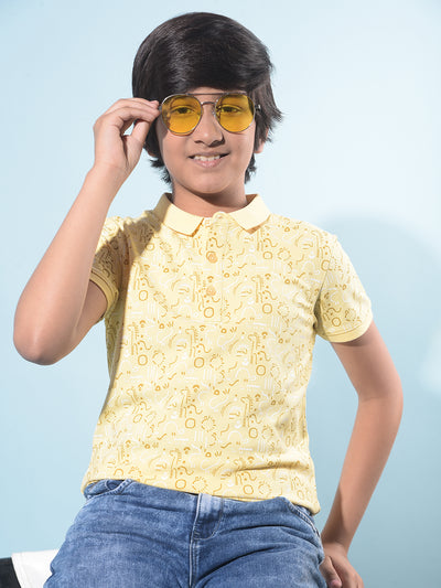 Mustard Printed T-Shirt-Boys T-Shirts-Crimsoune Club