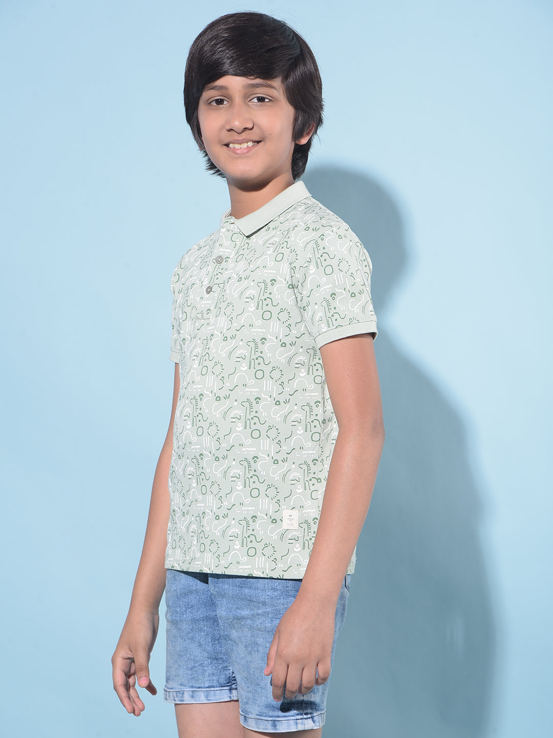 Green Printed T-Shirt-Boys T-Shirts-Crimsoune Club