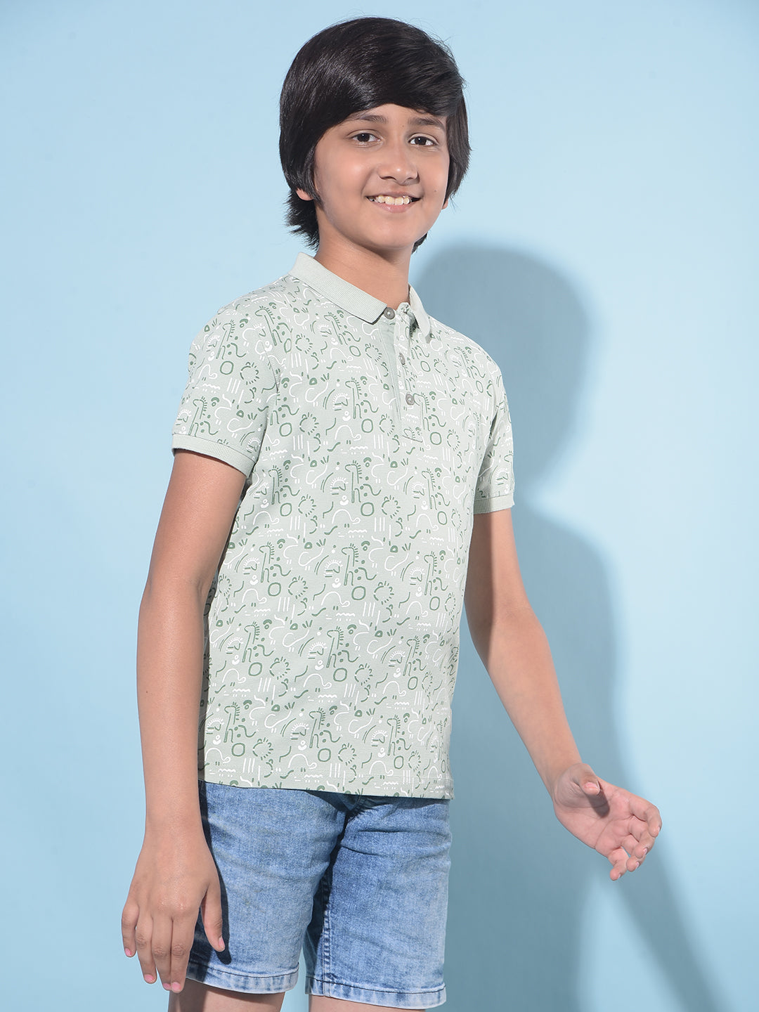 Green Printed T-Shirt-Boys T-Shirts-Crimsoune Club